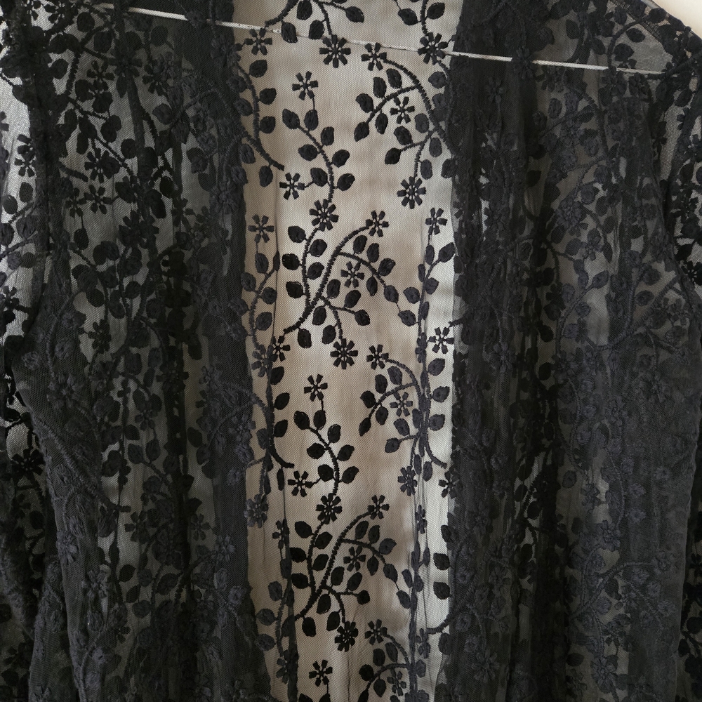 Zara Black Floral Lace Long Sleeve Dress